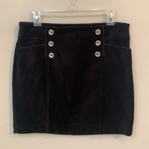 White House Black Market Velvet Velour Black Mini Skirt Size 2 EUC